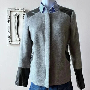 Ella Moss Gray Black Faux Leather Wool Jacket Size S